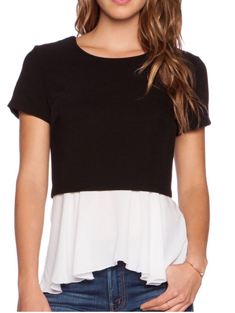 Bailey 44 Black and White Layered Top S